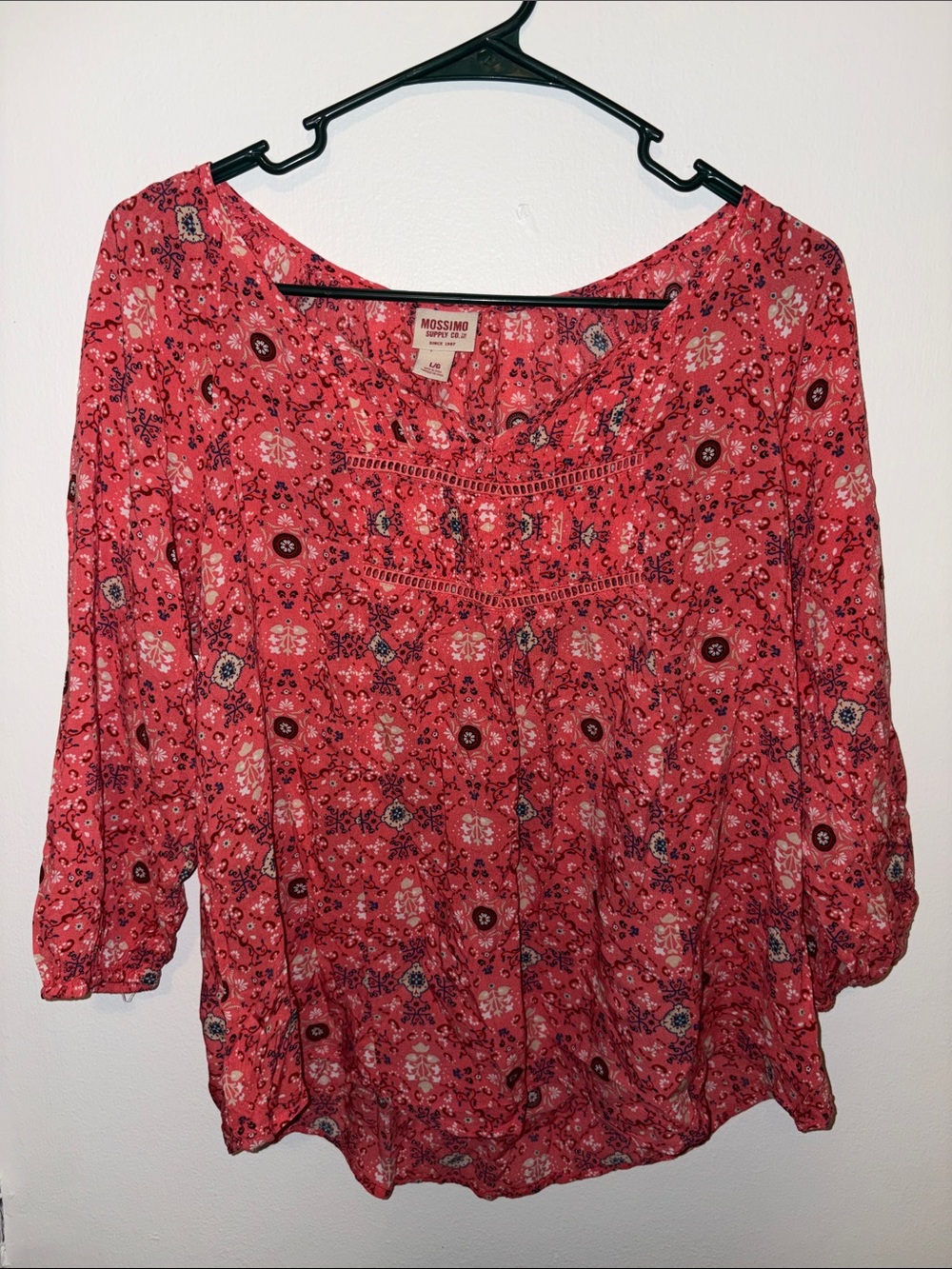 Mossimo Supply Co. Coral Red Floral Tunic Top